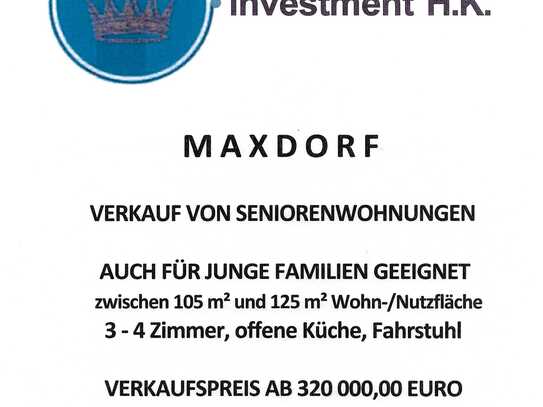 MAXDORF, WOHNUNGEN FÜR SENIOREN, ZU VERKAUFEN, ab 320 000,00 Euro, AUCH FÜR JUNGE FAM. GEEIGNET, ERSTBEZUG