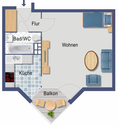 Kapitalanlage - Vermietetes 1-Zimmerapartment