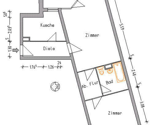 2 Zimmer im 4. OG mit Balkon * Fahrstuhl * Laminat * Einbauküche