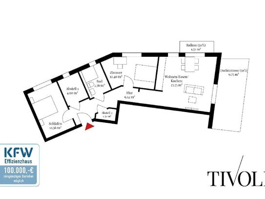 Neubau KfW gefördert und barrierefrei: 3-Zimmer Staffelgeschosswohnung Nr. 19