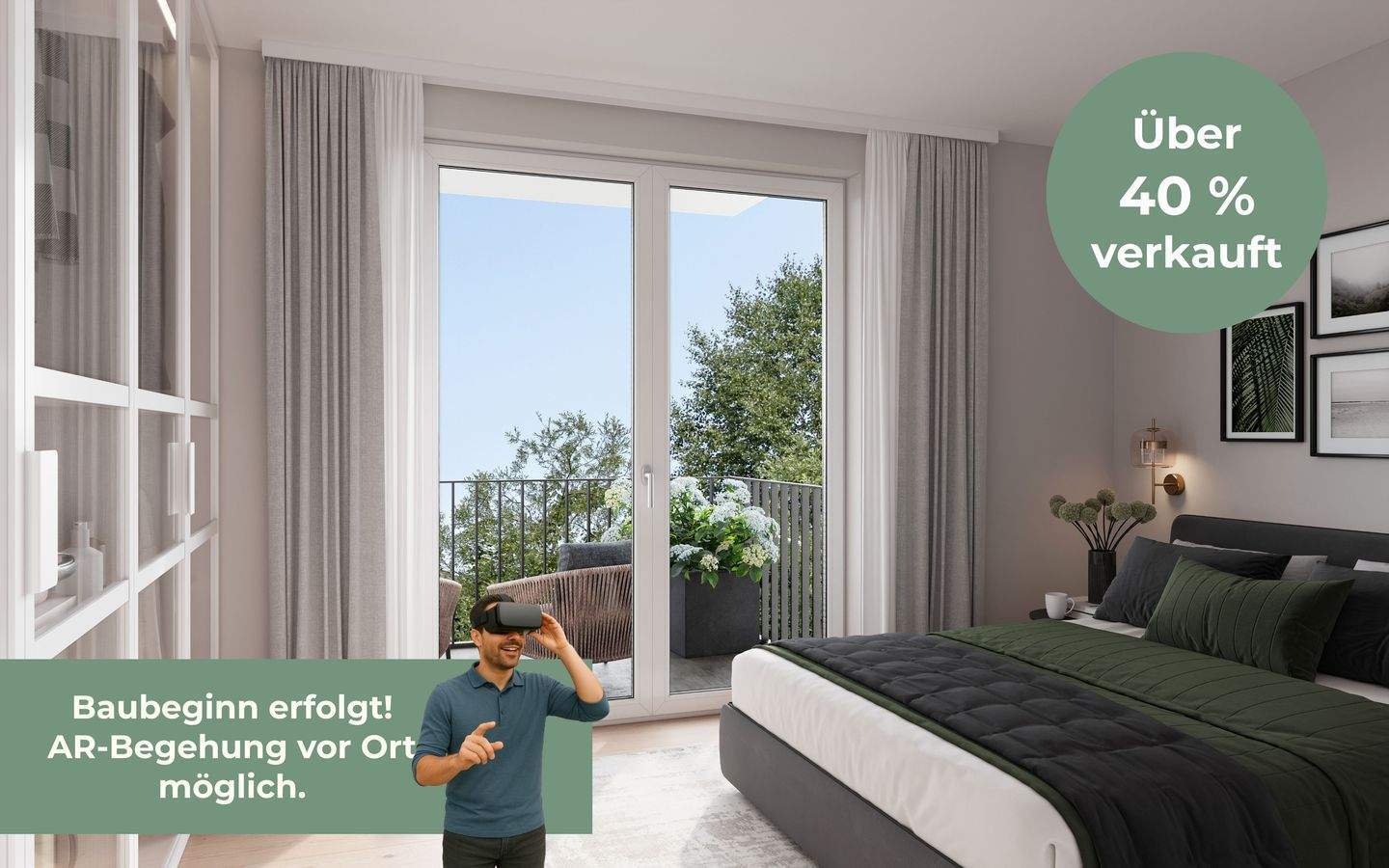 Aubing 1A: 2-Zimmer-Neubauwohnung: Geräumiger Wohnbereich mit drei Balkonen