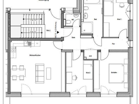 Moderne 4-Zimmer-Wohnung mit großem Balkon