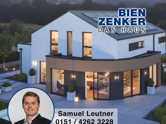 Bien-Zenker: Design Einfamilienhaus mit runder Hausecke und Erker in Rauenberg