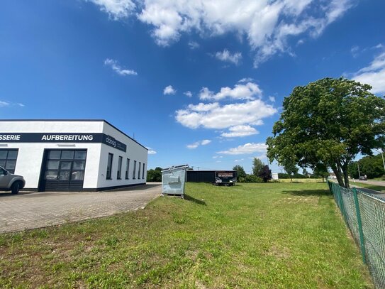 Attraktive Grünfläche neben einem Autohaus in Dessau - Straßenblick