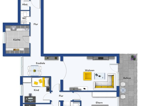 4-Zimmer-Wohnung mit Dachterrasse: komfortables Wohnen in zeitgemäßen Ambiente !