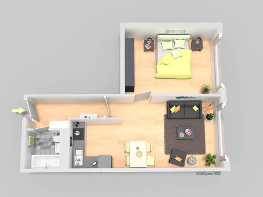 2-Zimmer-Wohnung zentral gelegen - mit Blick über Leipzig