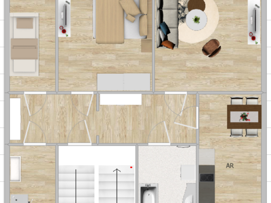 4R-Wohnung mit Einbauküche und Klimaanlage