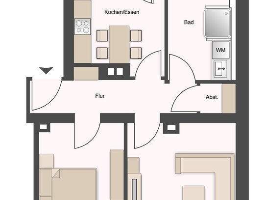 Erstbezug nach Sanierung! Moderne 2- Zimmer Wohnung in Schoppershof