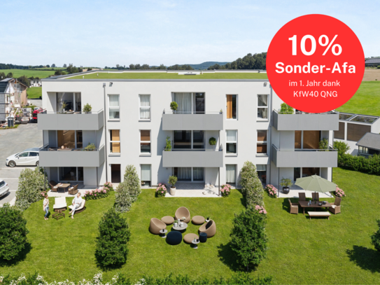 **KfW-40-QNG** Durchdacht! Barrierefreie 3,5-Zimmer-Eigentumswohnung mit Gartenanteil