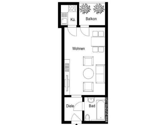 Hübsches, modernes 1-Zimmer-Apartment mit Balkon in Schwabing