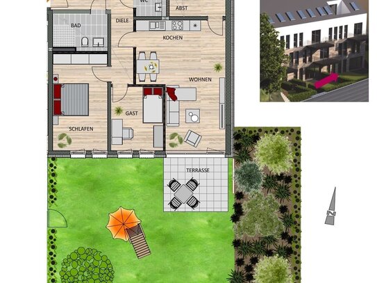 Komfortable 3-Zimmer Wohnung mit Gartenanteil in Leverkusen Schlebusch