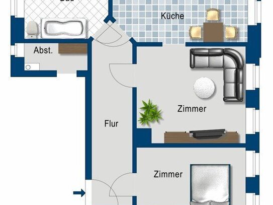 Helle 2-Zimmerwohnung mit Tageslichtbad!