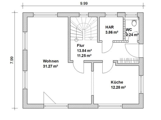 Kürzlich komplett renovierte Wohnung mit 2 Zimmern.