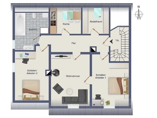 3 Zimmer Dachgeschosswohnung