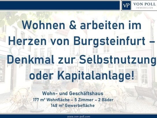 Wohnen & arbeiten im Herzen von Burgsteinfurt - Denkmal zur Selbstnutzung oder Kapitalanlage!