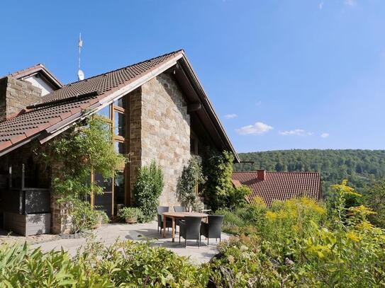 (EF0971_M) Kassel-Landkreis: Helsa, komplettes modernes Wohnhaus im rustikalen Stil mit Kamin, Garten und Terrasse