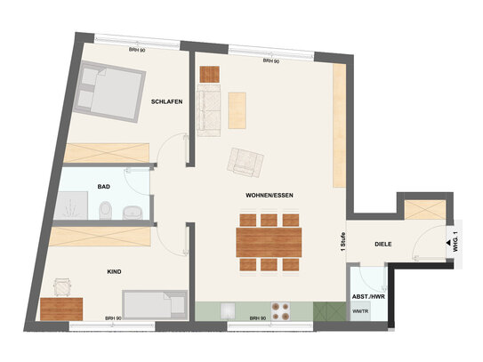 Moderne sehr helle 3-Zi-Souterrain-Wohnung in Eschborn, Aufzug, Stellplatz, Keller, barrierefrei