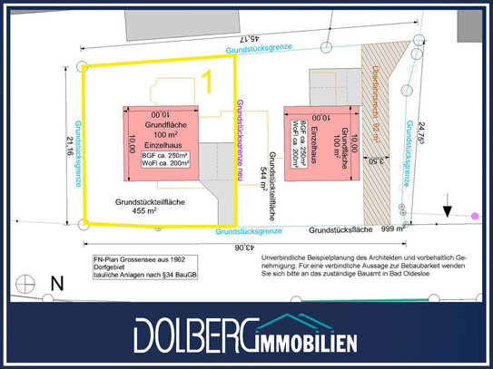 Baugrundstück für 4 Neubau-Reihenhäuser in idyllischer Lage fußläufig zum Großensee!