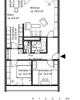 Teil-renovierte 3-Zimmer-Wohnung mit 87,97m² demnächst verfügbar