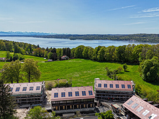 Neubau: Modernes Eckhaus mit Galerie am Starnberger See