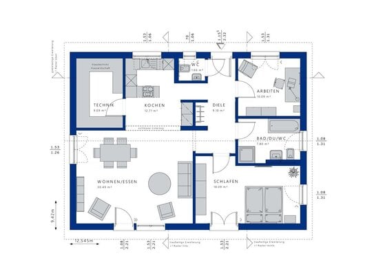 100 m² komfortabel Wohnen auf einer Ebene