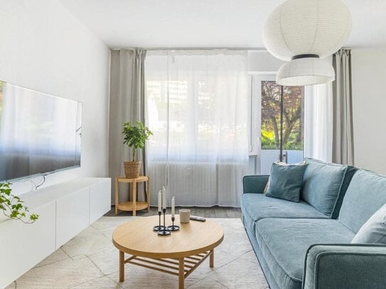 1,5-Zimmerwohnung mit Wlan, TV, Balkon, Küche, Dusche/WC, Waschmaschine, Trockner und Parkplatz