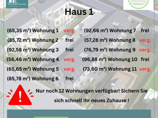 Modernes Wohnen im Postredder Quartier mit Winterterrasse: KfW 40 NH Mietwohnungen in Nortorf