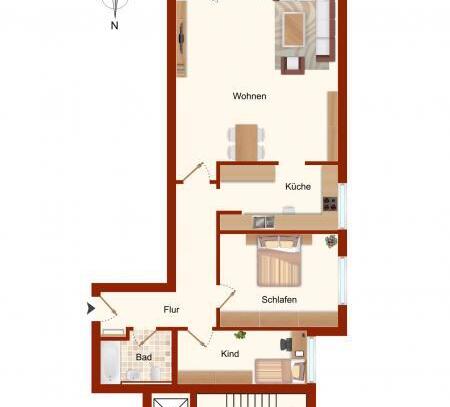 Gut geschnittene ca. 80 m² große 3-Zimmerwohnung mit TG-Stellplatz nähe Festspielhaus