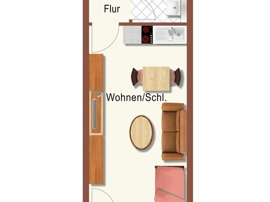 Gute Verkehrsanbindung - zentrumsnah! Vermietete 1 Zimmer-Wohnung mit schönem Balkon