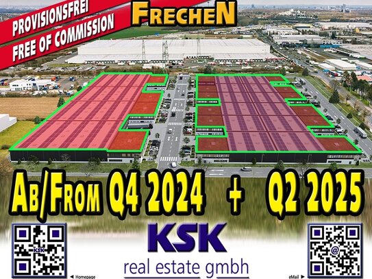 Logistiic: 1. Bauphase ab Q4 2024 ~10.345 m²/sqm 2. Bauphase 17.549 m²/sqm ab 02.2025