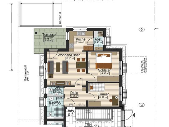 Ihr neues Stadtdomizil in Senden, Neubau 3-Zimmer-Wohnung mit Gartenanteil