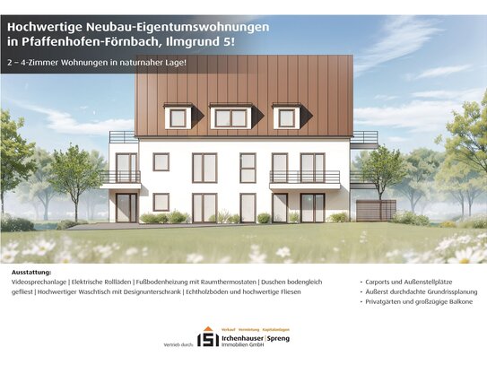 PAF-Förnbach! 3-ZKB Obergeschoss-Whg. mit 5,84 m² Süd-/West-Balkon, Fußbodenheizung, elektrische Rollläden, Videosprech…