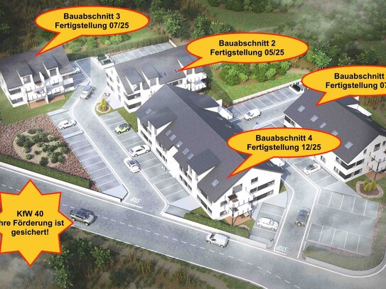 Zweiter Bauabschnitt - Neubau – 3-Zimmerwohnung mit Balkon; Wärmepumpe, PV-Anlage; KfW Förderung