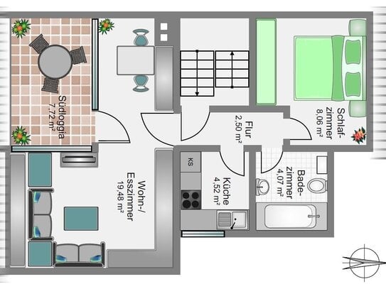 Voll möblierte Dachgeschosswohnung mit allen Nebenkosten - Ideal für Berufspendler