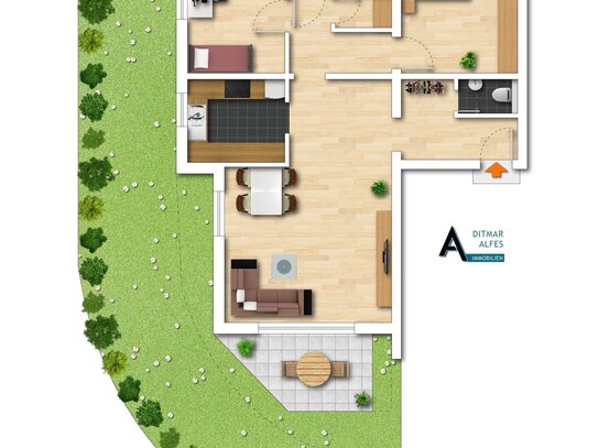 *NEUBAU* 3-Zimmer Wohnung mit Gartenanteil und Tiefgaragenstellplatz in Meschede