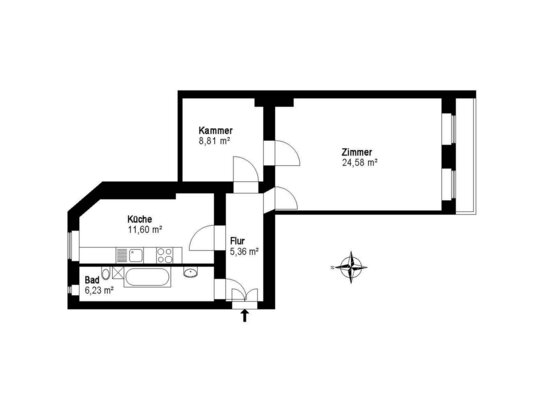 1.5 Zimmerwohnung im 4. Stock eines Altbaus