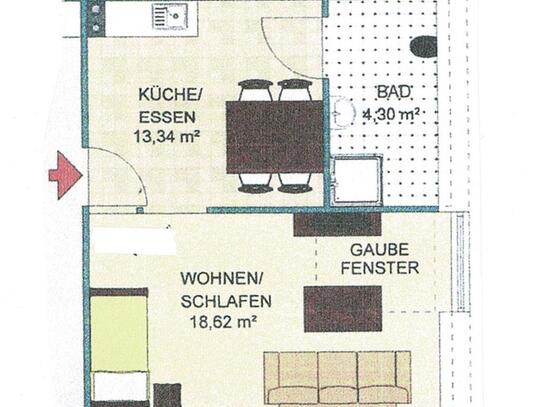 Helle 1, 1/2-Zi.-Wohnung im Großraum 88361 Altshausen / Kreis Ravensburg