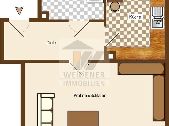 Große 1 Raum-Wohnung mit neuer Einbauküche & Wanne in Gera-Zwötzen!