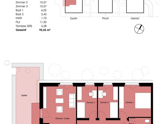 4-Zi-Familienglück mit Privatgarten, 2 Bäder, HWR, FBH - Syrah #03