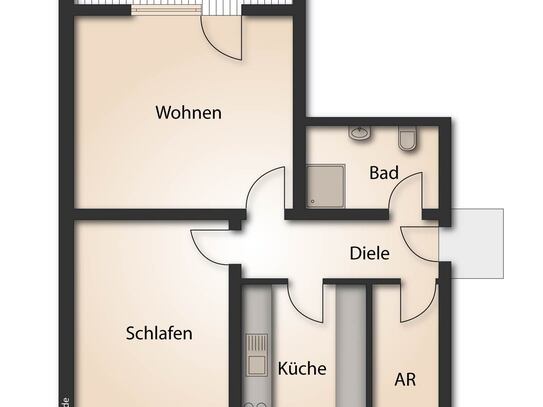 Renovierte 2 Zimmerwohnung mit Balkon und Aufzug!