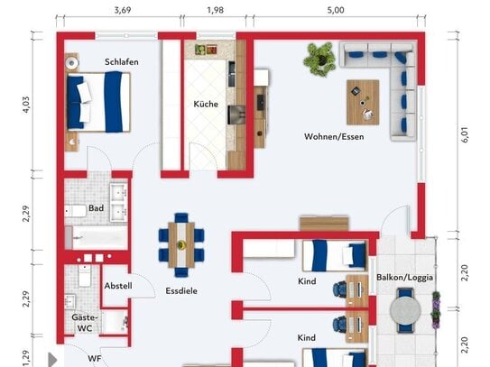 Neuer Preis! Nette 3,5/4,5 Zimmer ETW mit Balkon in Feldrandlage