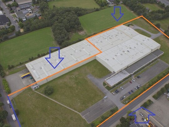 Multifunktionaal geschäftskomplex: Das Bürogebäude ca. 1.250 m² / Firmenhallen insgesamt ca. 9.000 m².