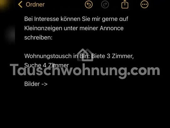 [TAUSCHWOHNUNG] Biete 3 Zimmer Suche 4 Zimmer