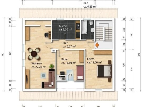 Lichtdurchflutete 3-Zimmer-Dachgeschosswohnung mit großzügigen Gauben