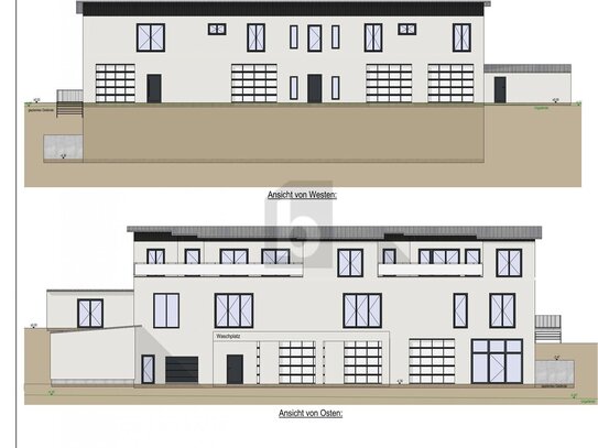 NEUBAU KFZ-HALLE MIT GEWERBLICHEN WOHNEN