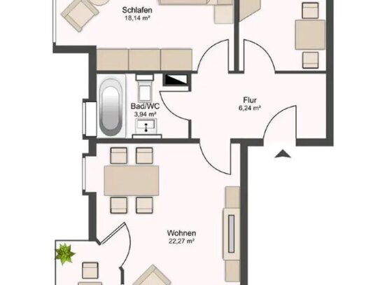 Gepflegte 2-Zimmer-Wohnung mit Balkon und Einbauküche in Erlangen Zentrum