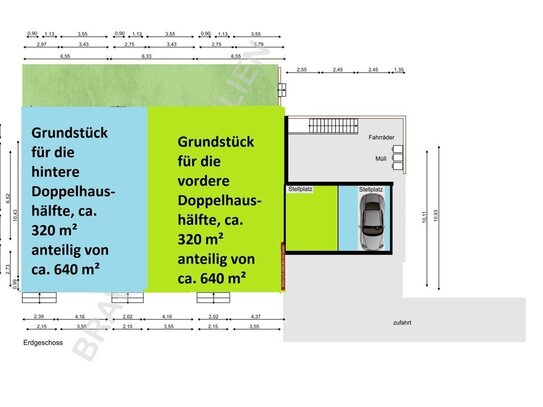 BRAVOUR IMMOBILIEN: Köln 51107, 2 x je ca. 320 m² Grundstück, von Gesamtgrundstücksfläche ca. 640 m²