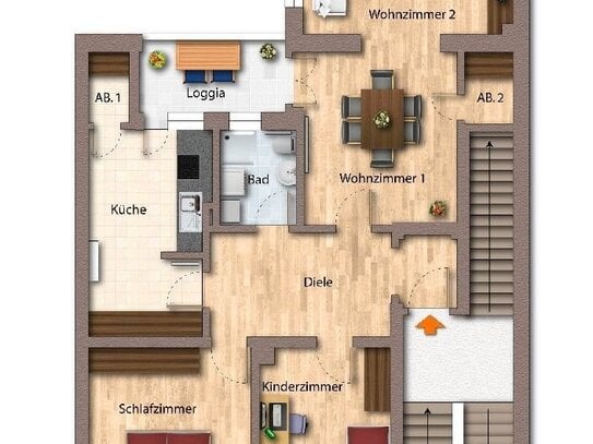 Stadtnah zentral langjährig vermietet: 4 Zimmer ETW mit Loggia und Tiefgaragenstellplatz