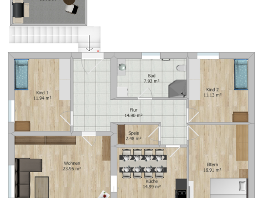 Stilvolle 4-Zimmer-Wohnung mit Terrasse in Deuerling (Erstbezug nach Sanierung, KfW 55)