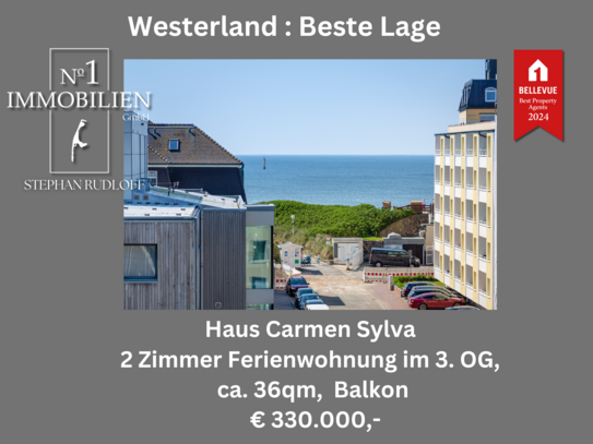 WESTERLAND: Beste Lage- 2 Zimmerwohnung am Strandübergang